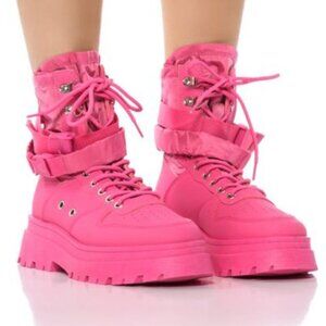 AZALEA WANG "Peachy" Pink High Top Sneakers Combat Boots Size 8 NWT